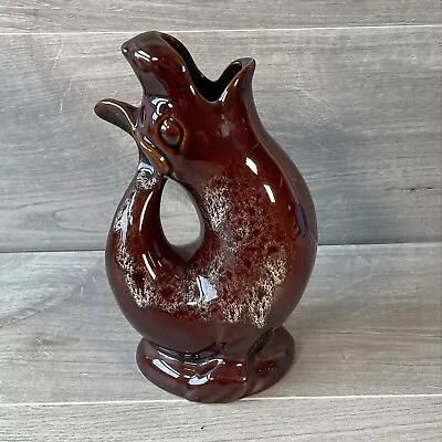 Buy Kernewek Glug Jug Pottery Cornwall Treacle Brown Seal 9” Gurgle Vase Vintage • 19.95£
