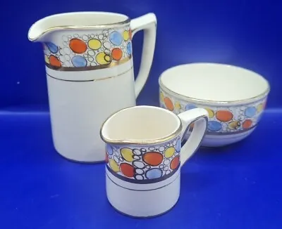 Buy Vintage Sadler MCM X 2 Milk Jugs & Sugar Bowl Cornishware • 24.99£