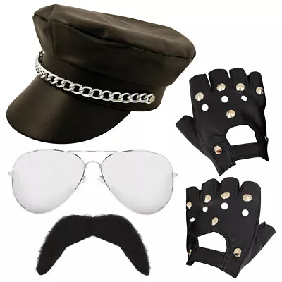 Buy 70's Rock Star Fancy Dress Glasses, Moustache, Hat Gloves 1970's Music Icon • 8.99£