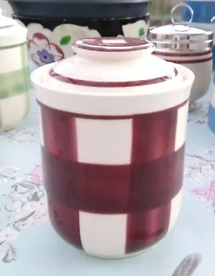 Buy T G Green  Church Gresley (makers Of Cornishware) Red Patio Gingham SPICE JAR • 8£