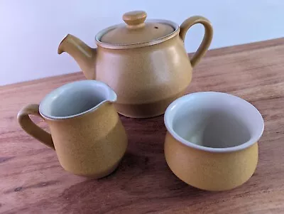 Buy Denby Ode Teapot Milk Jug & Sugar Bowl Vintage Mustard Stoneware Creamer • 18£