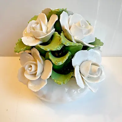 Buy VINTAGE AYNSLEY Fine Bone China White Roses Flower Posy - Antique, Hand Modelled • 24.99£
