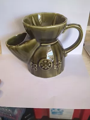 Buy 1950s Antique Lord Nelson Olive Green Pottery Shaving Scuttle Jug • 15£