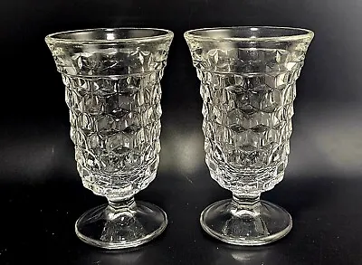 Buy Vintage Fostoria American Set Of 2 Low Footed Water Goblets Crystal Glasses • 16.32£