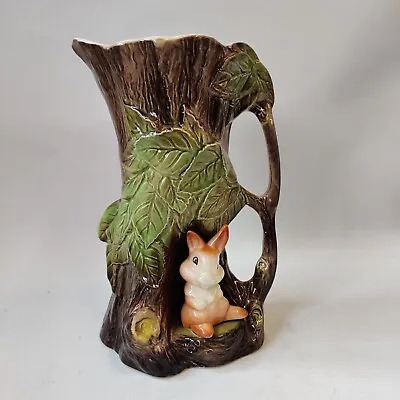 Buy Eastgate Pottery Withernsea Fauna Rabbit Bunny Tree Stump Vase Jug With Handle • 10£