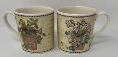 Buy Lot Of 2 Wedgewood Sarah's Garden Coffee Cups Mugs Strawberry Cream England 1997 • 18.97£