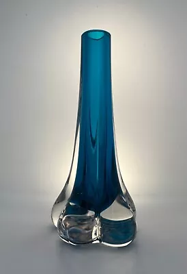 Buy Whitefriars #9728 Baxter Kingfisher Blue Glass Elephant Footed Vase • 27.50£