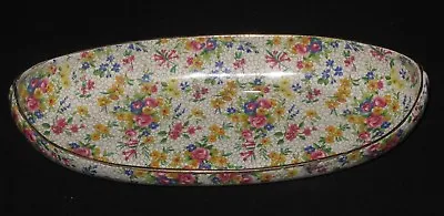 Buy ~Rare Royal Winton Grimwades China Chintz FIREGLOW Canoe Shaped Bowl Dish 1930s~ • 89.78£