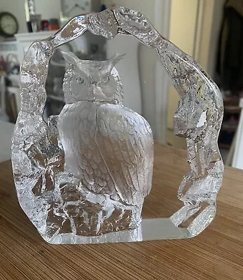 Buy Mats Jonasson Swedish Art Glass Crystal Owl Paperweight Signed • 18£