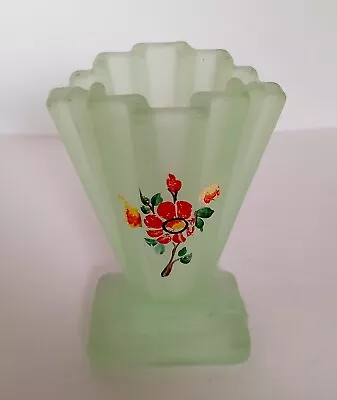 Buy Vintage Art Deco Bagley & Co  Frosted Glass Vase Grantham Pattern Range   1930s • 13.99£