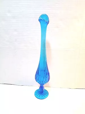 Buy Fenton MCM Colonial BLUE Thumbprint Pedestal Swung Glass Bud Vase 12   • 42.63£