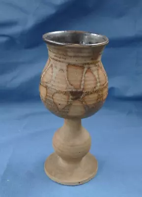 Buy Unusual Studio Pottery Goblet- 17.5cm Tall- Excellent Condition- Flower Pattern • 2.95£