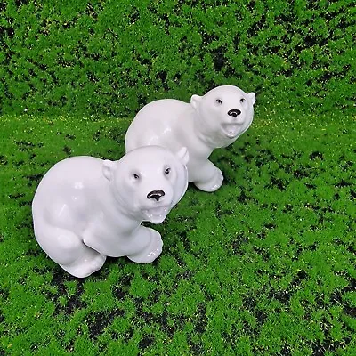 Buy Russian  Lomonosov USSR Polar Bears Figurine X2 Pair Animals Ornaments  Figurine • 40£