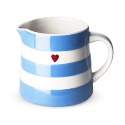 Buy Cornishware Mini Heart Blue And White Stripe Ceramic Dreadnought Jug - 0.15 L • 24£