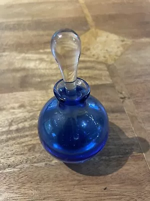 Buy Pretty Blue Glass Vintage Perfume Bottle With Clear Stopper • 2.99£