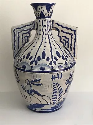 Buy Stunning Antique Delft Tin Glaze Twin Handled Vase Decorated With Hares • 9.99£