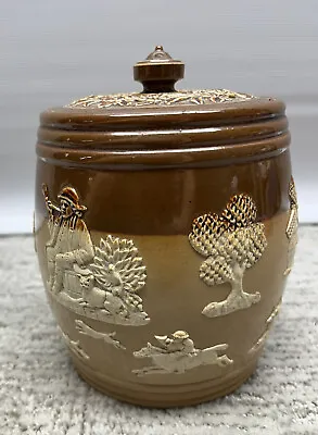 Buy Antique Doulton Lambeth Pottery Stone Ware Tobacco Jar Canister Barrel • 94.84£