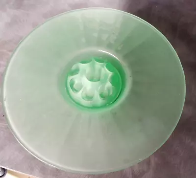 Buy Fabulous Vintage Art Deco Posy Vase Uranium Glass Vaseline Green Glass With Frog • 19.99£