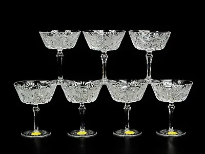 Buy Set Of 7 High Quality Cut Crystal Champagne/Sorbet Stems Glasses. 5 1/8  Height • 165.96£