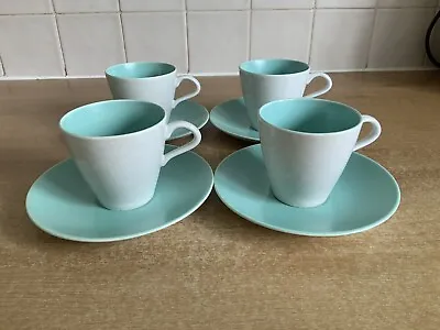 Buy Poole Twintone Pottery - Ice Green & Seagull C57 - 4 X Cups & Saucers • 12£