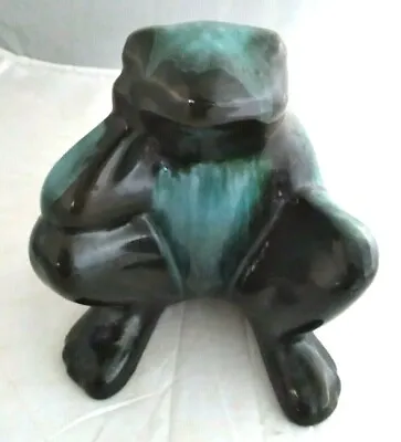 Buy Blue Mountain Pottery Green Black Glazed Sitting Thinking Frog 7  EUC • 23.97£