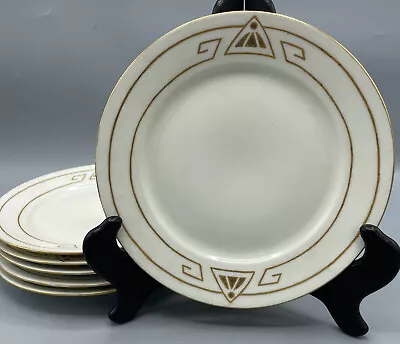 Buy VTG Art Deco MZ Austria Accent Salad Bread Plate Set (6) Gold Rim Crown Antique • 47.31£