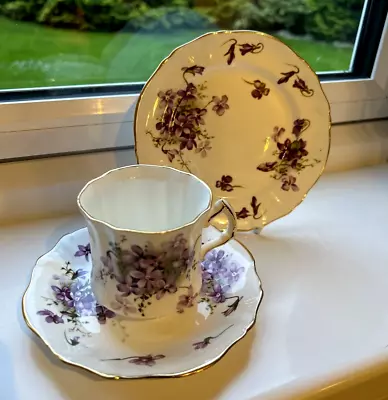 Buy Vintage Hammersley ' Violets' Cup Saucer Side Plate Trio Fully Marked • 20£