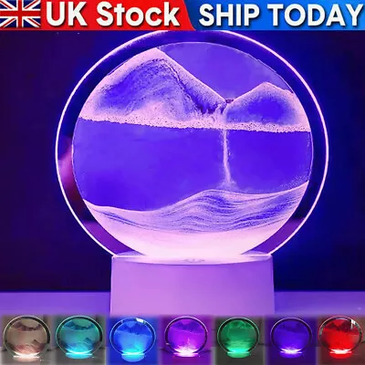 Buy Moving Sand Picture 3D LED Light Quicksand Table Lamp Sea Sandscape Hourglass UK • 11.39£