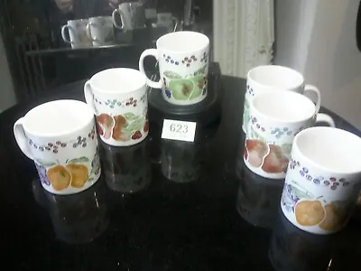 Buy  6 Staffordshire Vintage Fruit, Pears, Strawberries Pattern  1/2 Pint Mugs  • 15£
