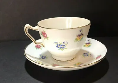 Buy Crown Staffordshire Rose Pansy Fine Bone China England Teacup And Saucer • 12.21£