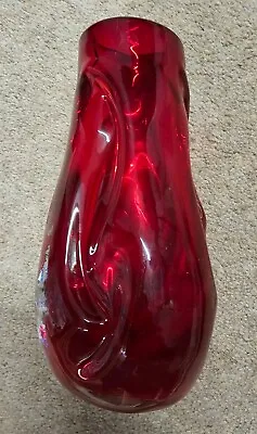 Buy RARE Whitefriars Red Knobbly Glass Vase • 39.99£