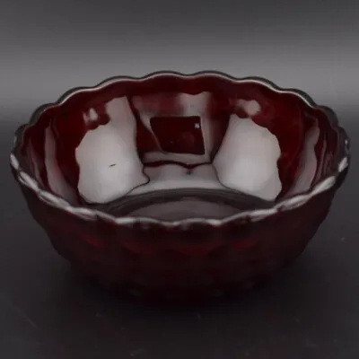 Buy Dessert Bowl - Royal Ruby Red Bubble Depression Glass • 6.36£