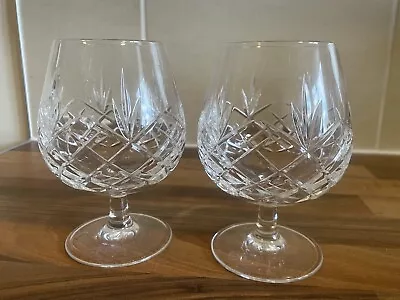 Buy Pair Of Royal Crystal Rock Stamped Clear Crystal Brandy Glasses 5” • 13£