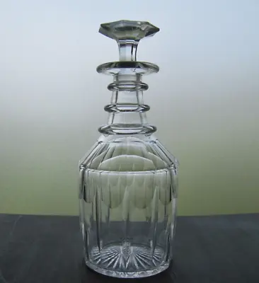 Buy Antique Georgian Cut Crystal Glass Decanter With 3 Neck Rings • 55£