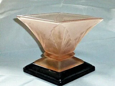 Buy Gorgeous Vintage Art Deco Frosted Pink Spinette Bowl & Plinth By Bagley, C1930 • 45£