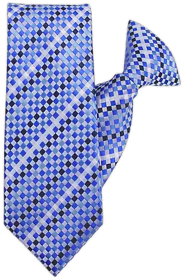 Buy Royal Blue, Blue, Black And White Diamond Pattern Clip On Tie - JH-1169 • 10£