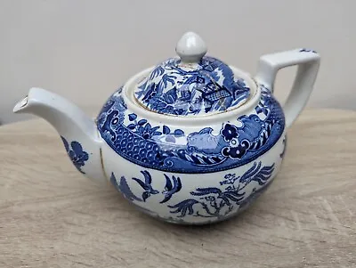 Buy Vintage Burleigh Ware Blue & White Willow Pattern Teapot,   Lid  Repaired  • 3.99£