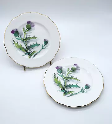 Buy VTG Roslyn English FB China 2 Bread Plates Queen O' Th' Highlands Purple Thistle • 14.23£