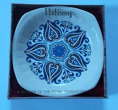 Buy VINTAGE PALISSY ROYAL WORCESTER Retro Blue/Cream Patterned Pin Dish NEW BOXED • 8£