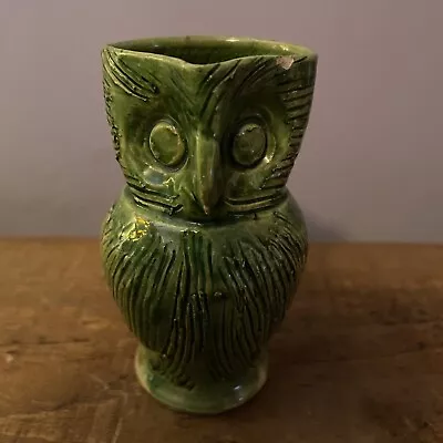 Buy Antique Farnham Pottery Rare Miniature Green Owl Jug (3.5 Inches High) • 54.99£