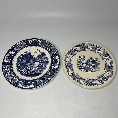 Buy 2 Blue Transfer Ware Olde Alton England 7  Decorative Plates • 9.47£