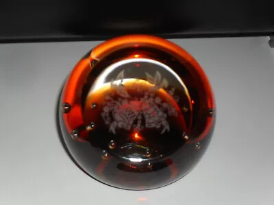 Buy Caithness 50th Anniversary Engraved Paper Weight Amber/Gold Glass • 12£
