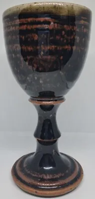 Buy Hadleigh Studio Art Pottery Stoneware Brown/Black Goblet Chalice Medieval Wine C • 12.99£