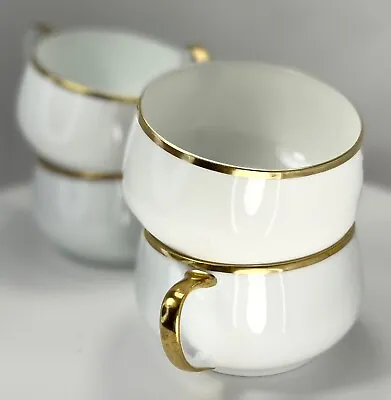Buy Paul Muller Bavaria Cups White Porcelain W/ Gold Trim Set Of 4 Circa 1920's • 19.21£