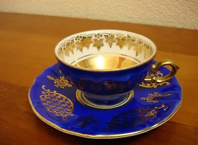 Buy Bavaria Germany Royal Blue Coffee Cup & Saucer Mid Century Displays Beautifully • 10£