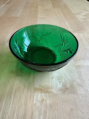 Buy Vintage Anchor Hocking Forest Emerald Green Sandwich Glass Dessert Fruit Bowl • 7.68£