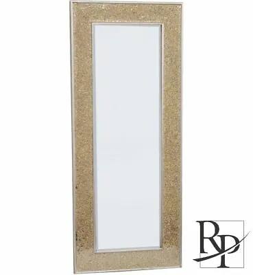 Buy Mosaic Mirror Crackle Glass Effect Champagne Frame Wall Hung Mirror Full Length • 89.99£