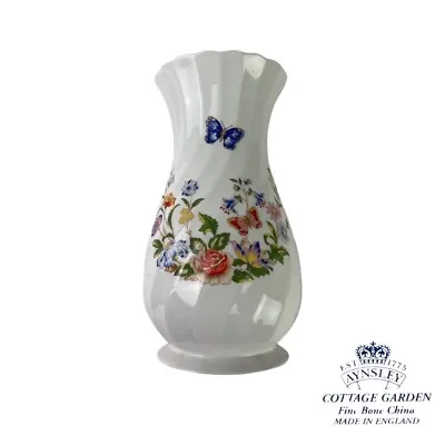 Buy Beautiful Aynsley Cottage Garden Pattern Edwardian Vase Fine Bone China 9” Tall • 11.99£