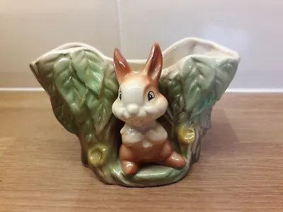 Buy Vintage Withernsea Eastgate Pottery Fauna Rabbit Tree Trunk Posy Vase  • 5.50£