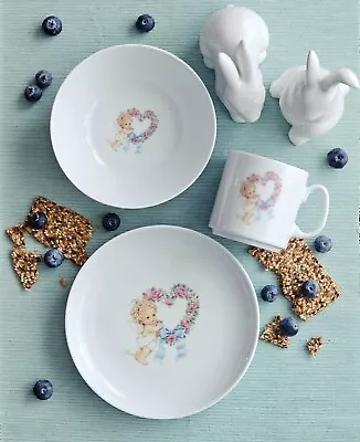 Buy 3pc Angel With Floral Heart Children's Dinnerware Set Porcelain Dinner Set Kids • 33.07£